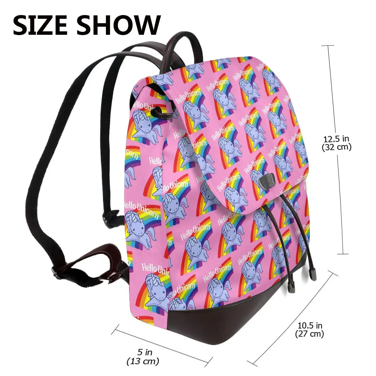 Hello Unicorn Bookbag School Student Bags Hiking Travel Daypack for Women Fashion Derma Backpack