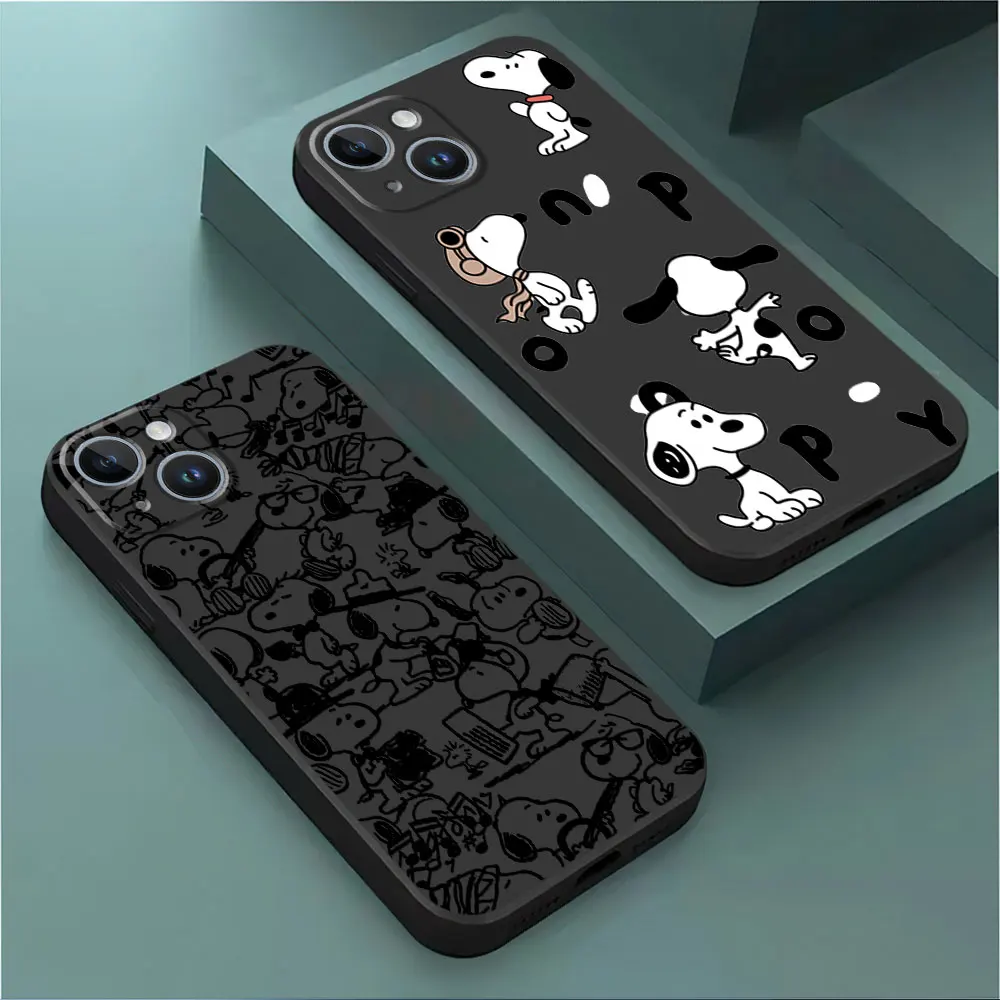 Black Soft Phone Case for Xiaomi Mi Note 10 13 12T 11T 11 Lite 12 Lite CC9 Pro 10T Pro 11T Cute animal s-snoopy Cover Shell