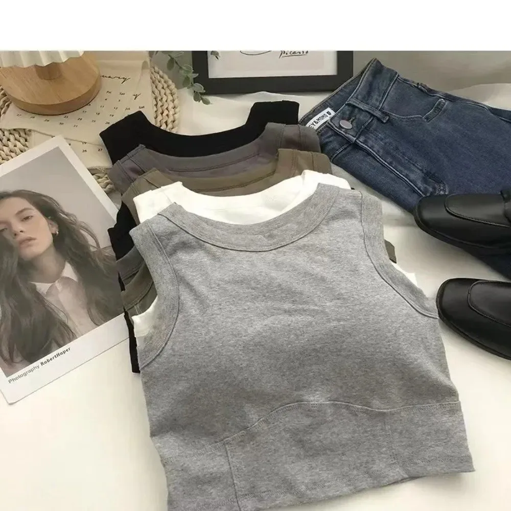 Casual Breathable Bra Vest Black White U-shaped Top Crop Top Bra with Pad Bra Sleeveless Top Women