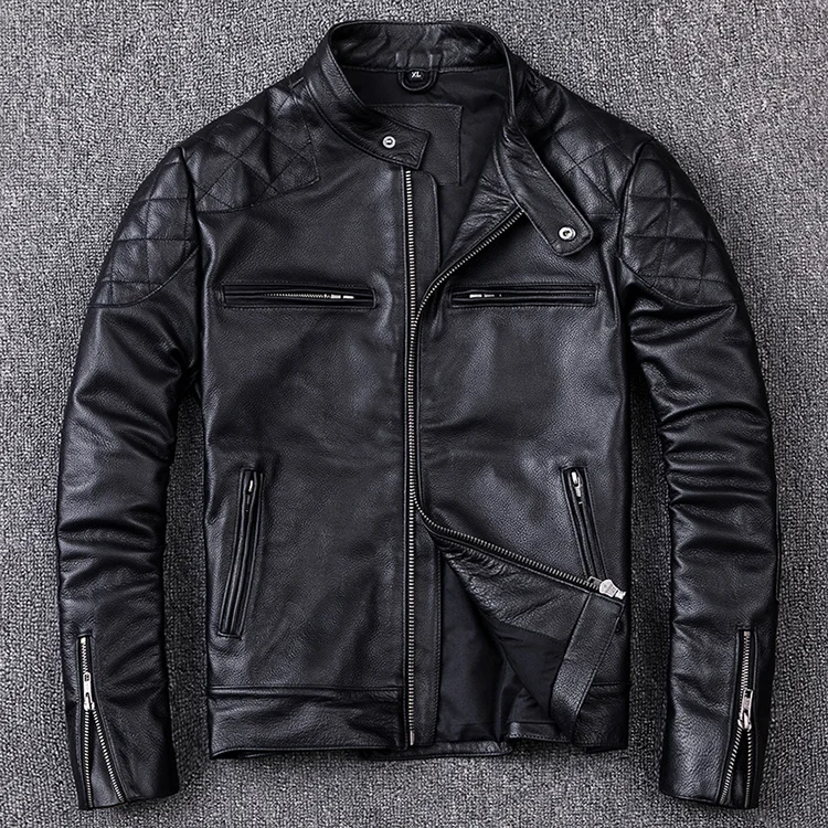 new Free shipping.Outlet Brand style motor leather jacket,mens genuine leather coat.plus size black slim cowhide clothes