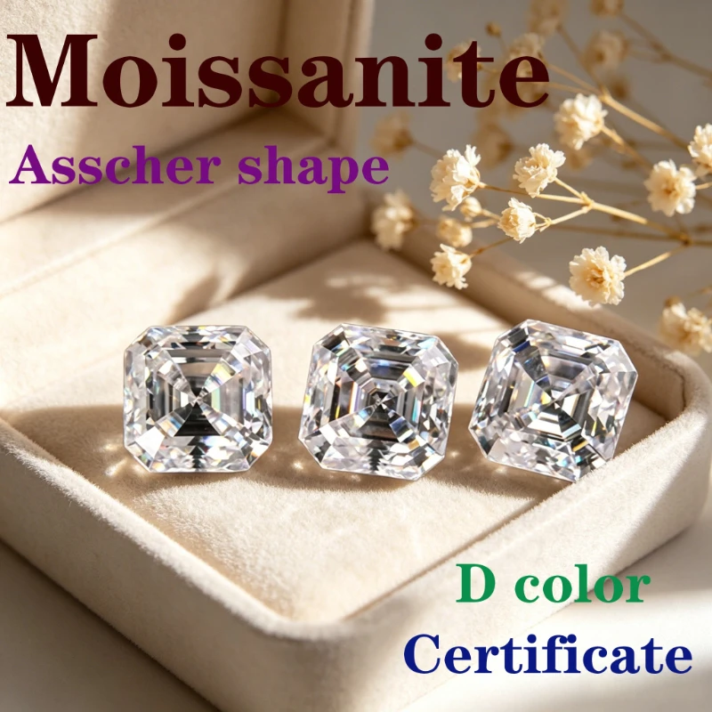 

Artificial Moissanite D Color VVS1 Asscher Shape Certificate Pass Diamond Tester