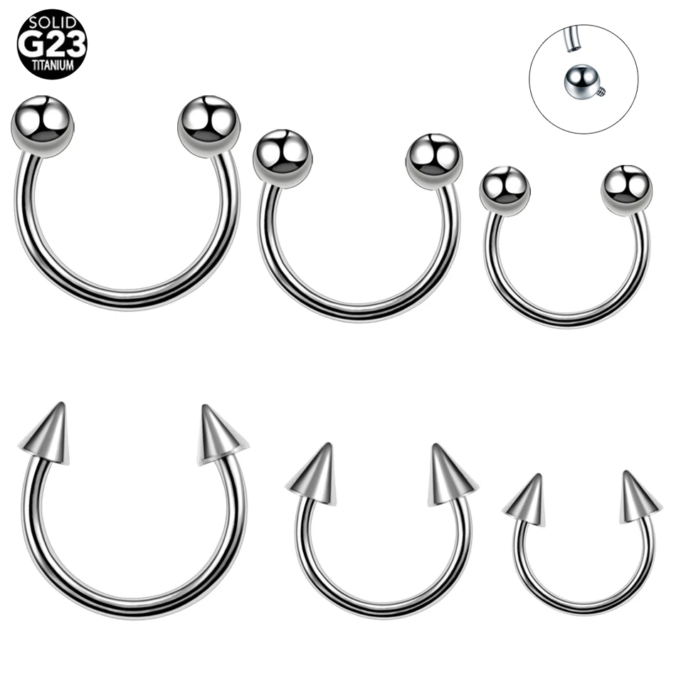 

10Pcs/lot G23 Titanium Internally Thread Ball Horseshoe Ring Piercing Ear Tragus Eyebrow Lip Ring Nose Hoop Septum Body Jewelry