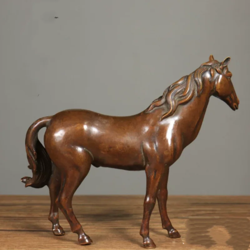 Traditional Chinese antique bronze zodiac horse statue ornaments home living room desktop Chinese style decorative crafts
