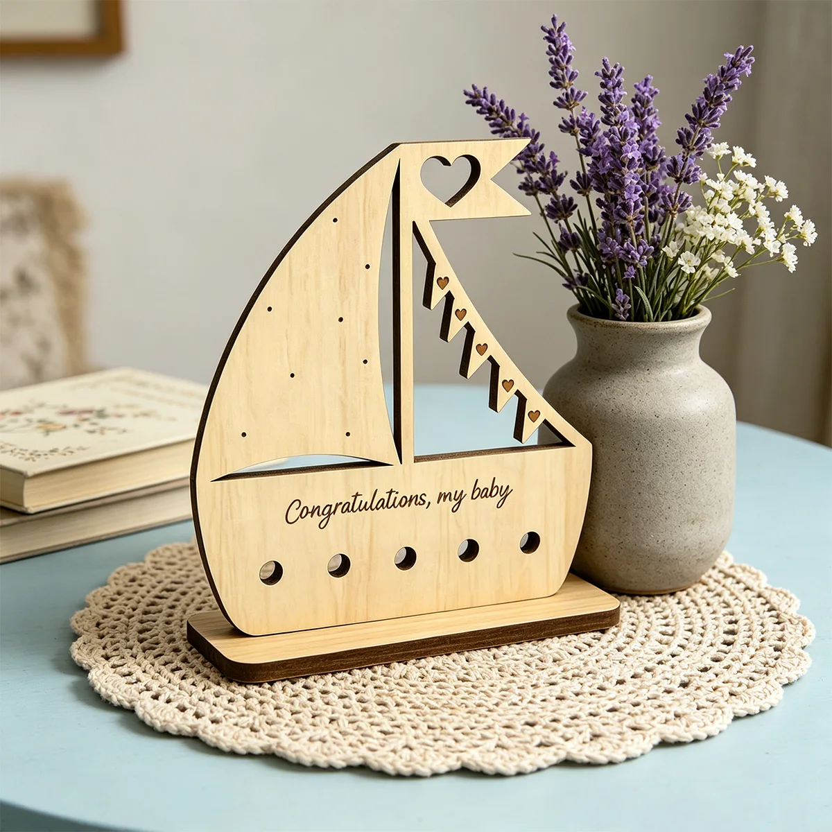 1pc Customizable 3D Splicing Sailboat Ornament, Customizable Content, Desktop Ornament, Desktop 3D Signage Decoration