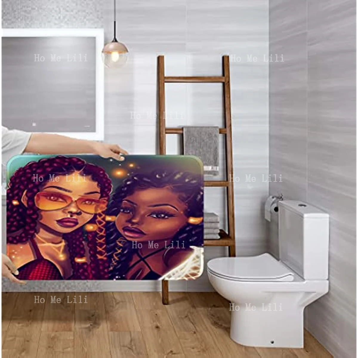 African American Women Bathroom Black Girl Magic Shower Curtains With Toilet Pad Bath Mat