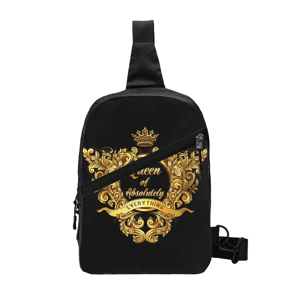 Queen Of Absolutely Everything Gold Baroque Sling Chest Crossbody Bag Men Fashion Shoulder Backpack for Camping Biking