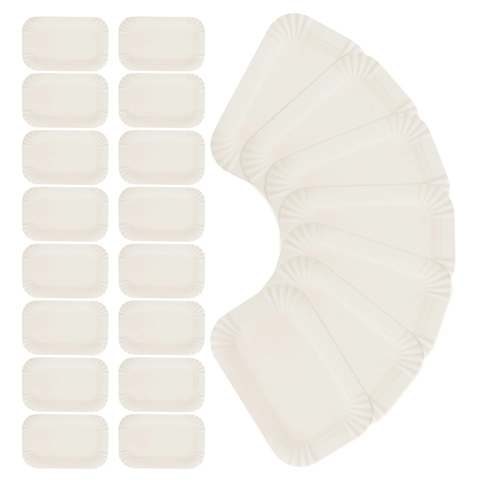 

100pcs White Cake Sharing Plates Disposable Rectangle Design Large Capacity Sturdy Paper Bulk Plates Kitchen Bar Supplies