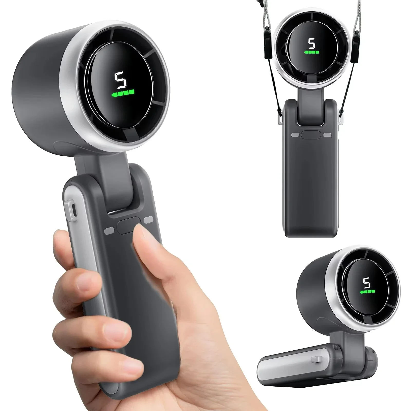 

Portable Mini Fan 3600mAh Rechargeable Battery USB Fan Foldable Handheld Fan Turbo BladelessFan 5 Gear for Outdoor Amagi