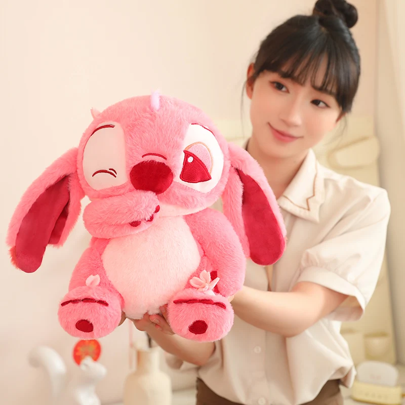 Jouet en peluche à câliner Disney Sakura Stitch, rose, grande taille, anime, film, beurre, coussin Kawaii, cadeau de Noël