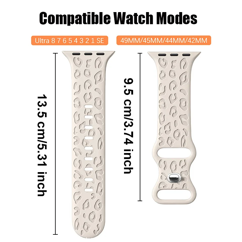 Leopard Soft Silicone Watch Strap For 42/44/45/49mm Iwatch Sport Silicone Watch Band For Apple Watch Series 8 7 6 5 4 3 2 SE