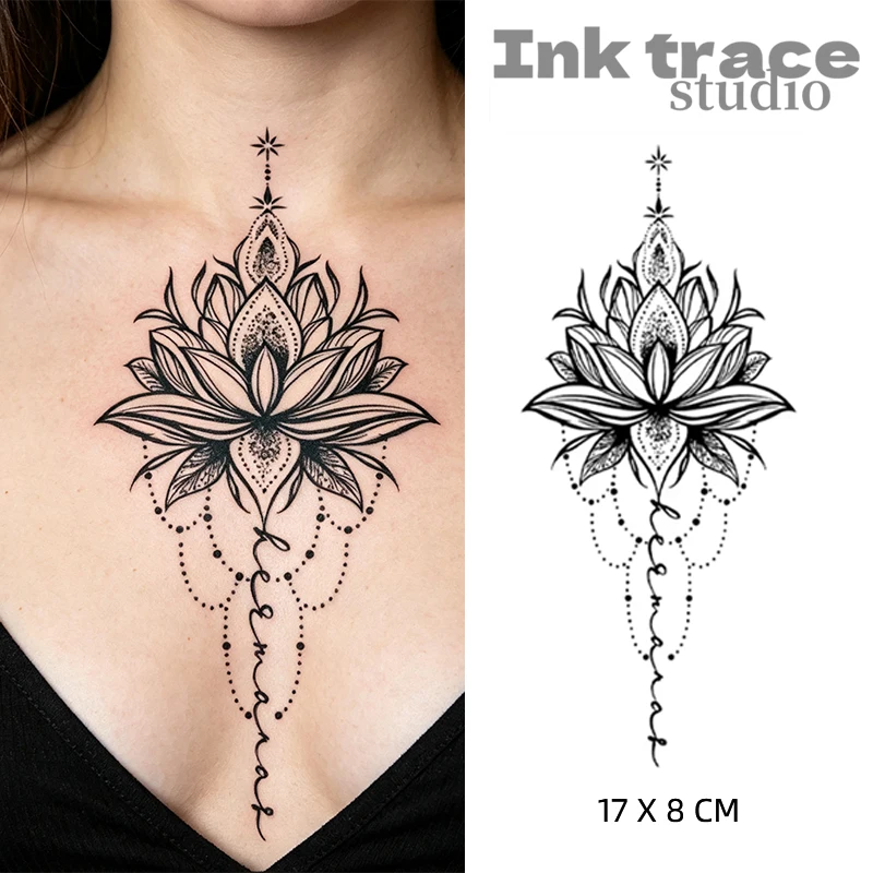 1/2PCS Lotus Temporary Tattoo Magic Waterproof Semi-Permanent Sticker Lasts 7-15 Days New Technology