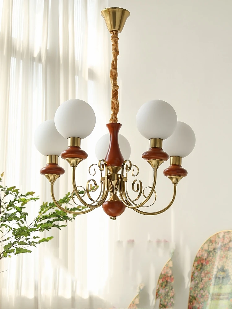 Nordic Retro Pastoral Cream Style Chandelier Bedroom Living Room Dining Room Ceiling Chandelier French Homestay LED Chandelier