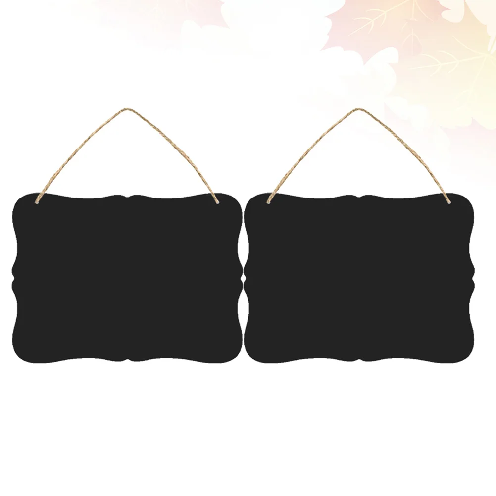 2Pcs Blackboard Decor Hanging Message Boards Double-Sided Wooden Wall Sign Ornament with Rope for Home Notice Message