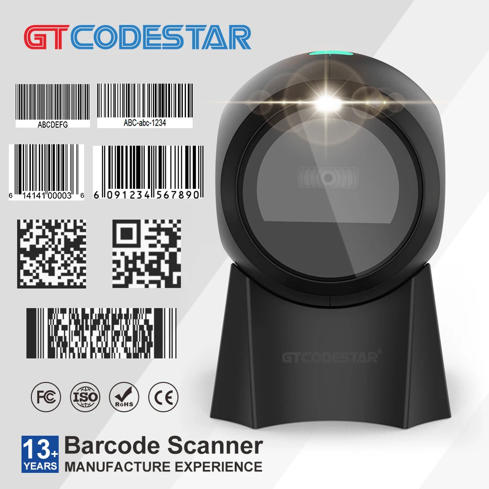 

GTCODESTAR Supermarket Desktop 1D 2D Barcode Scanner Automatic Sensing Scan Qr Code Reader Scanner