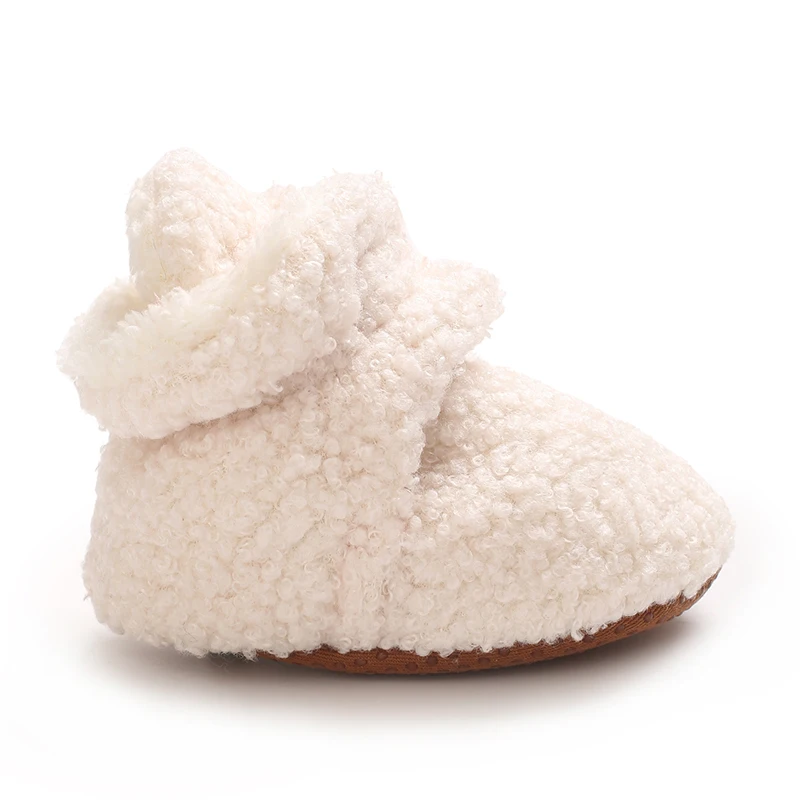 Neugeborenes Baby, Junge, Mädchen, weiche Fleece-Booties, Stay On, Säuglingshausschuhe, Socken, Schuh, rutschfester Greifer, Kleinkind-Erstwanderer, Winter-Knöchel – Detail 11