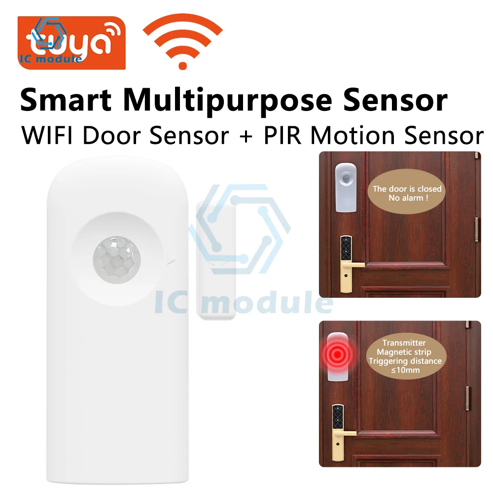 Smart Multipurpose WiFi Door Sensor and PIR Motion Sensor 2-in-1 function For Alexa Smart Home Security Smart Life