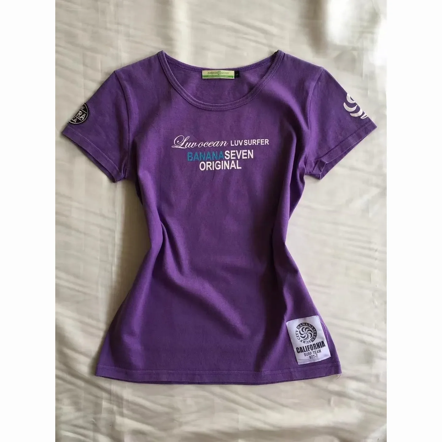 2026 Y2k Vintage Taste Millennium Spicy Girl Slimming Waist Cinching Purple T-shirt Women Summer Harajuku Top