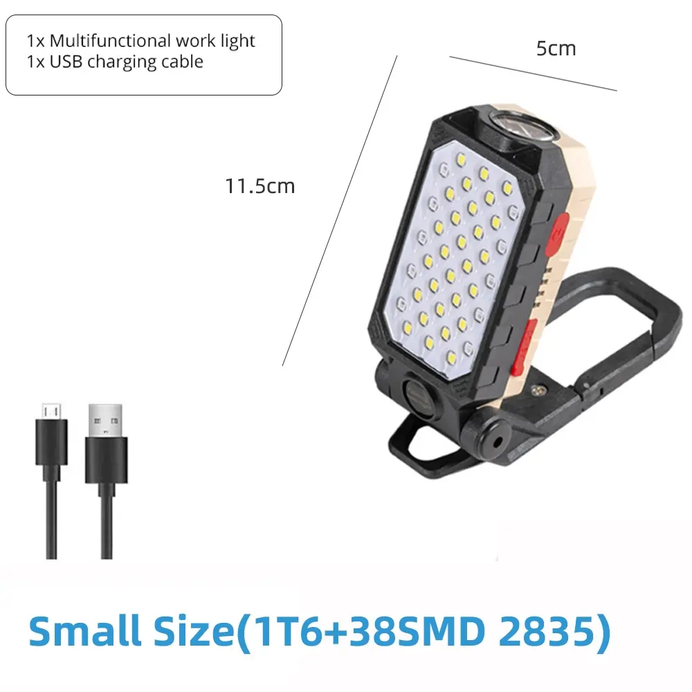 Linterna LED de alta potencia recargable, luz de trabajo COB, ajustable, impermeable, imán de linterna de Camping con pantalla de energía