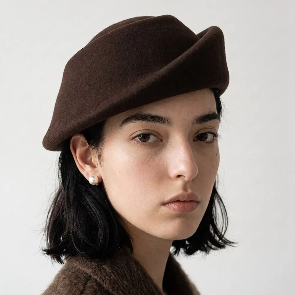 Fashion Hepburn Style Wool Pillbox Hat Elegant Fedoras Beret Hat Versatile Solid Color Medicine Box Hat Live Show