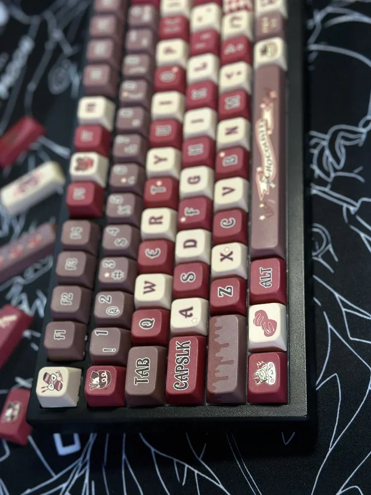 Wine Chocolate Theme Keycaps MDA Profile KeyCap Point PBT Customized Keyboard Cap for Gaming Mechanical Keyboard Accessories