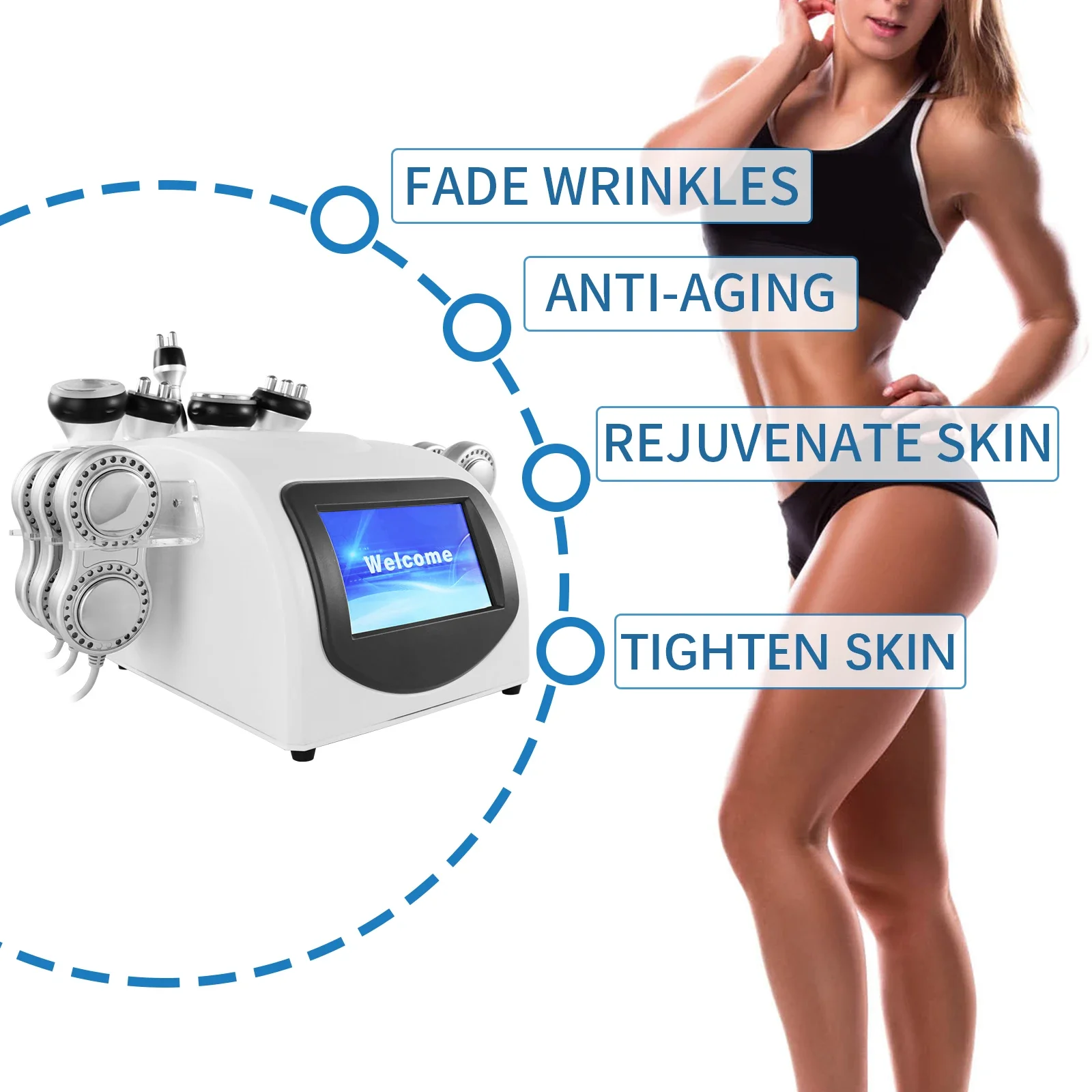 6 In 1 40K/80K Rf Wrinkle Removal Face Lifting Machine Ems Body Massage Machine Fat Body Slimming Machine Quality product