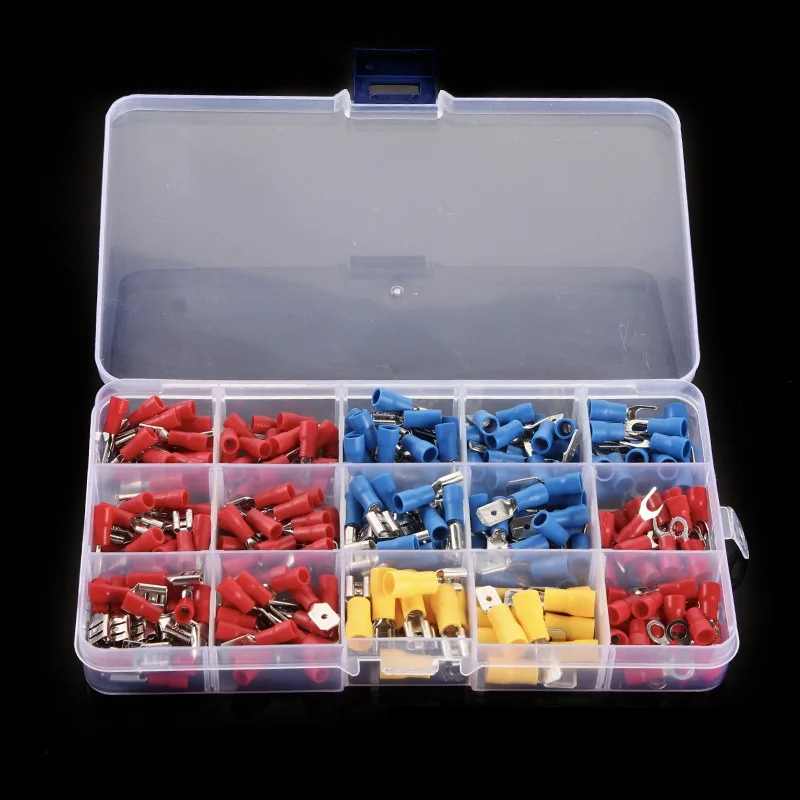 280Pcs Assorted Insulated Cable Connector Electrical Wire Terminals Crimp Butt Ring Fork Spade Kit with Box