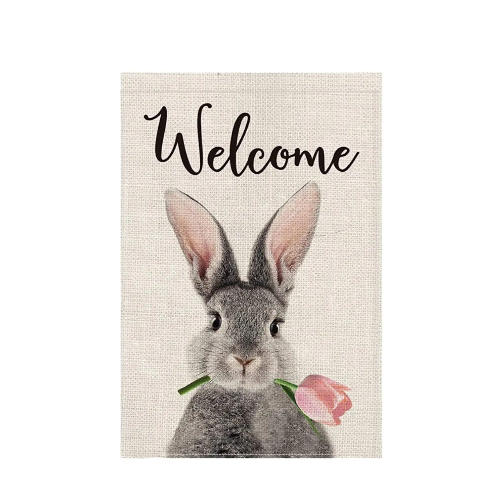 

Easter Hare Flag, Oval Flower Garden Banner, Welcome Outdoor Decor, Double-Sided