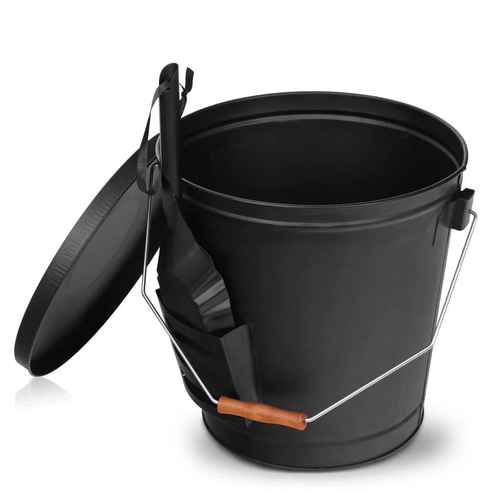 

5 Gallon Ash Bucket Fireplace W/Shovel Hold Heat Classic Home Decor Steel