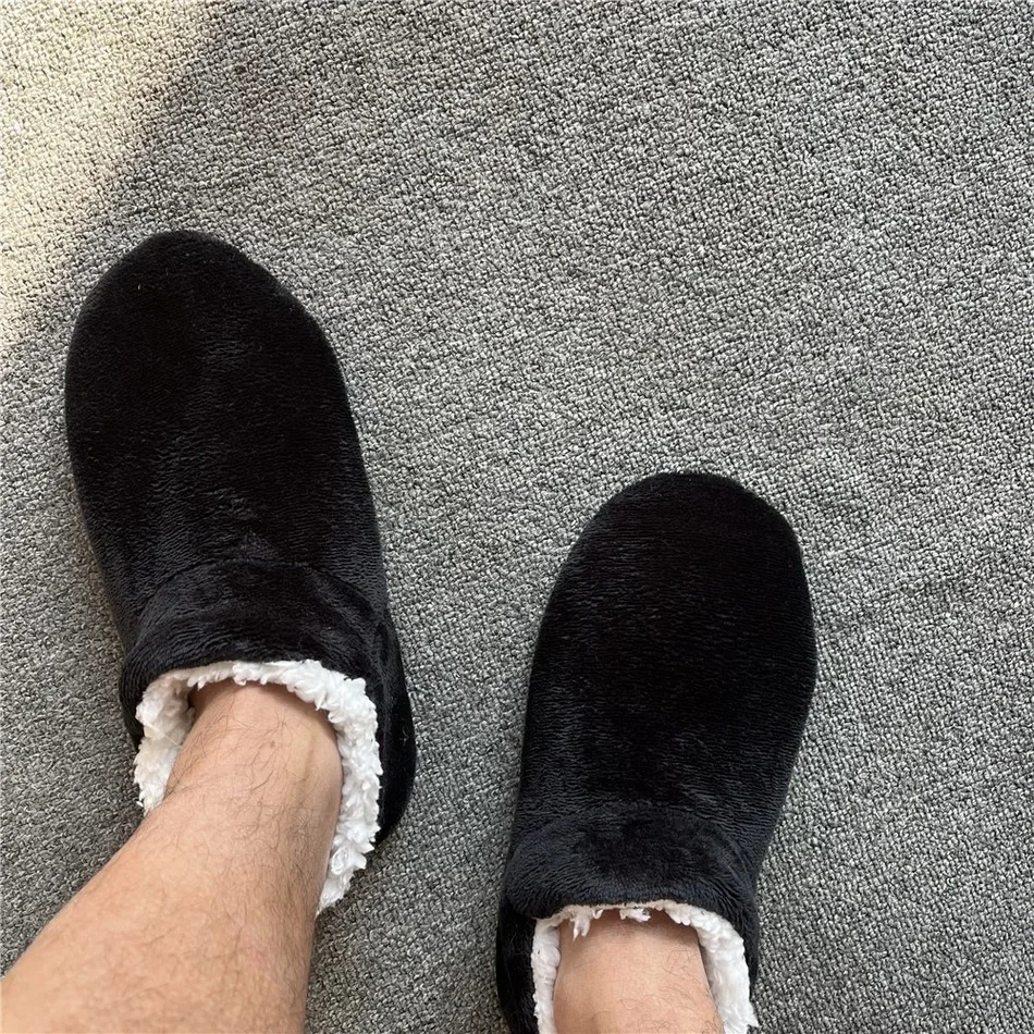 Mens House Slippers Fluffy Home Winter Warm Plus Size Non Slip Plush Soft Comfy Male Casual Indoor Floor Shoes Lazy Flat Fuzzy