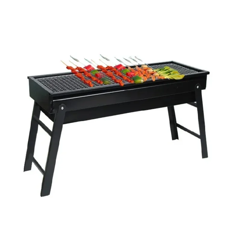 Large Foldable Portable Outdoor BBQ Grill Charcoal Barbecue Stove with Steel Rack for Camping & Picnic Kitchen Utensils