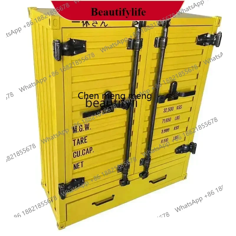 G153 Wrought iron shoe cabinet, container storage cabinet, industrial style old retro entrance locker