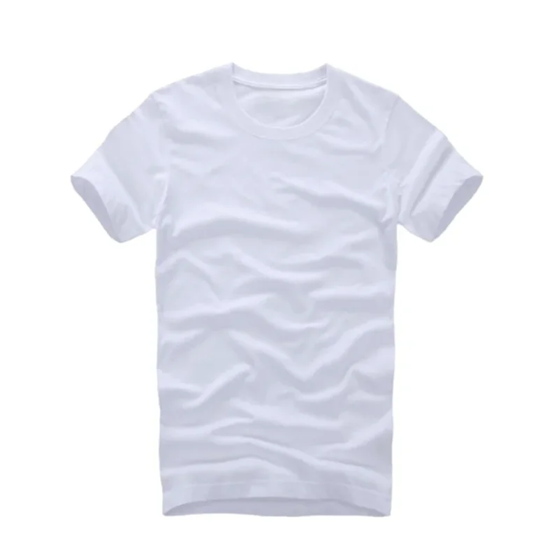 Men's and Women's Short Sleeved T-shirts, White Round Neck Cotton Top, Loose Top, Heavy, Solid Color, 8 Colors, S-2XL Size,