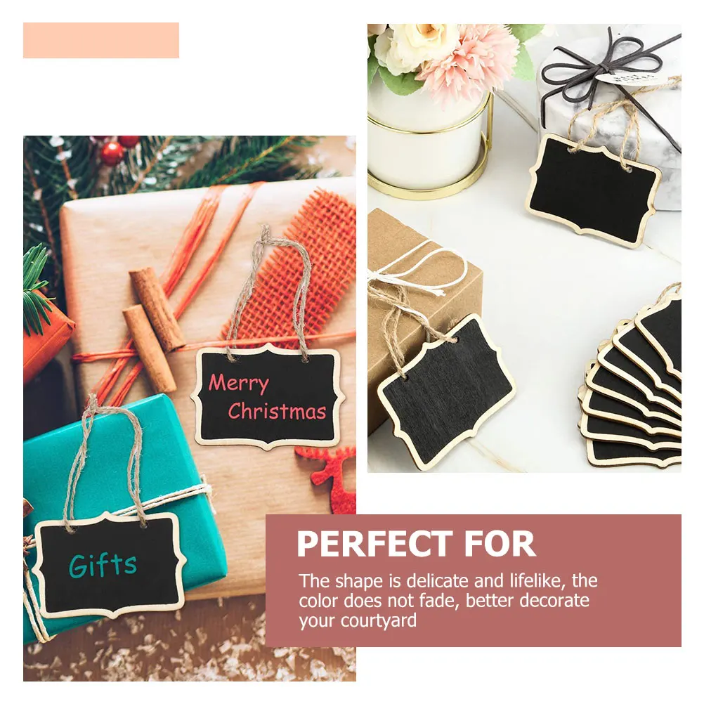 

12 Pcs Mini Wooden Blackboard Kids Double sided Smooth Surface Reusable Chalkboards Hanging Decor Small Blackboard Home Office