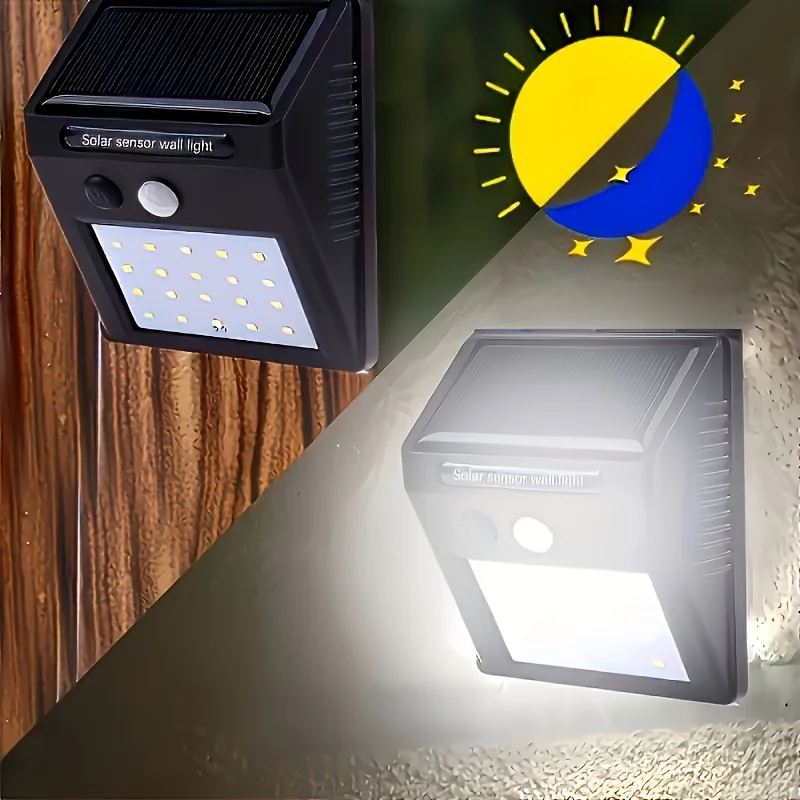 1/2/4pcs Outdoor Solar Lights 20 LEDs 3 Lighting Mode Solar Floodlight with Motion Sensor Solar Wall Light for Yard Fence Garage