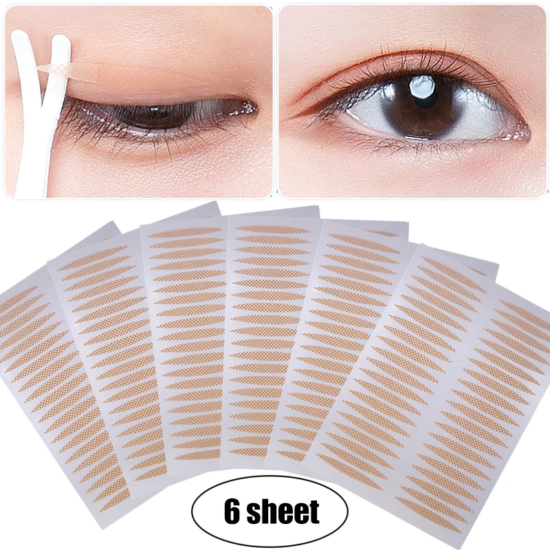 6 Sheets Invisible Eyelid Stickers Lace Mesh Eye Lift Strips Waterproof Double Eyelid Tape Adhesive Stickers Makeup Tools