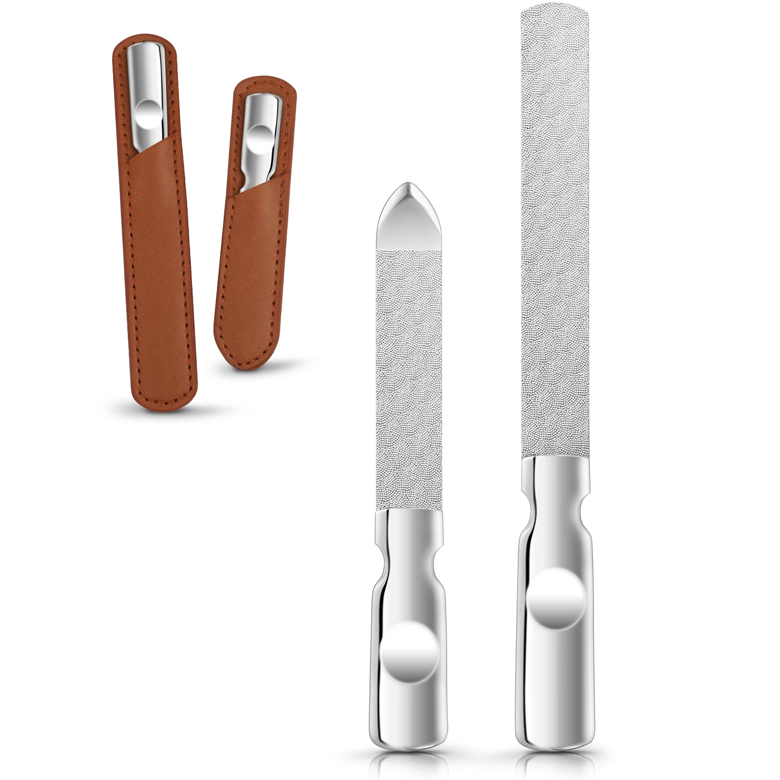 

2Pcs Stainless Steel Nail File Portable Manicure Kit Fingernail Toenail Files Long Lasting Double Sided Rough Fine Polishing