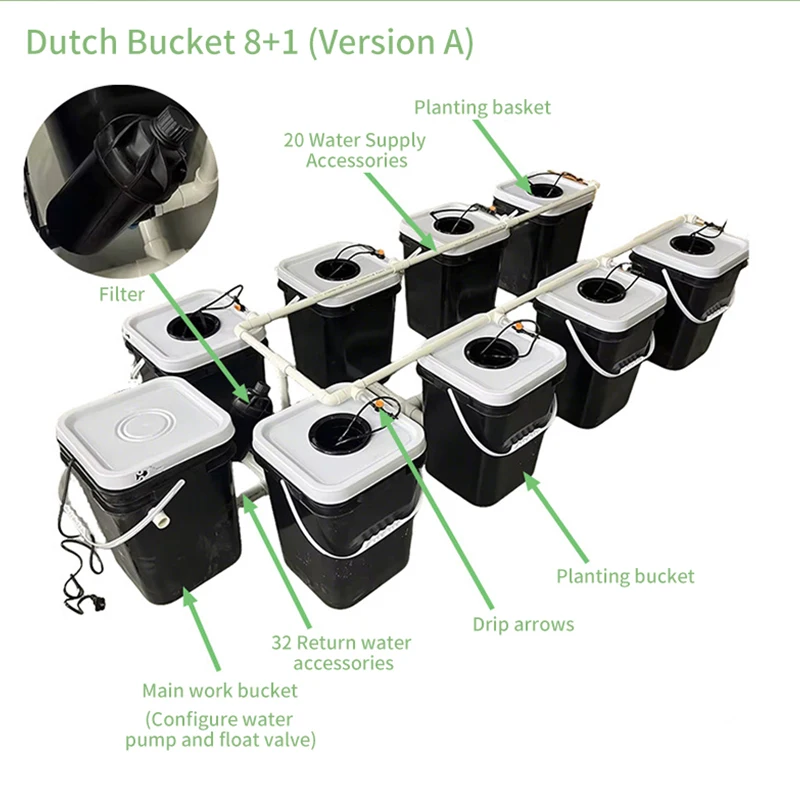 Hydroponisches RDWC-System für den Heimbalkon, holländisches Eimer-Anbauset, bodenfreie Pflanzausrüstung