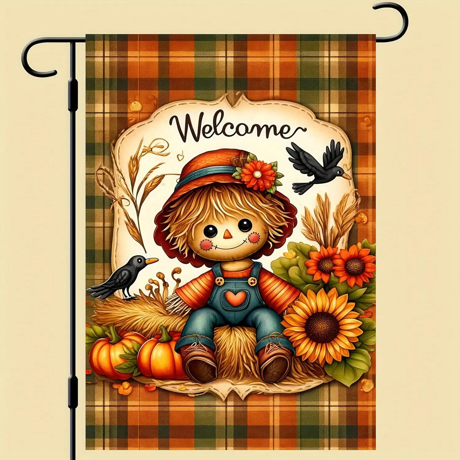 Happy Fall Garden Flags - Double Sided Autumn Flag Scarecrow Pumpkin Yard Decorations - 12 x 18 Inch Small Fall Yard Garden jjp
