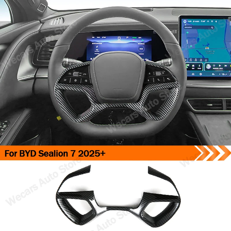 

For BYD Sealion 7 2025+ steering Wheel Sequin Trim Steering Wheel Decorative Sticker Carbon Look ABS Interior Auto Accessories