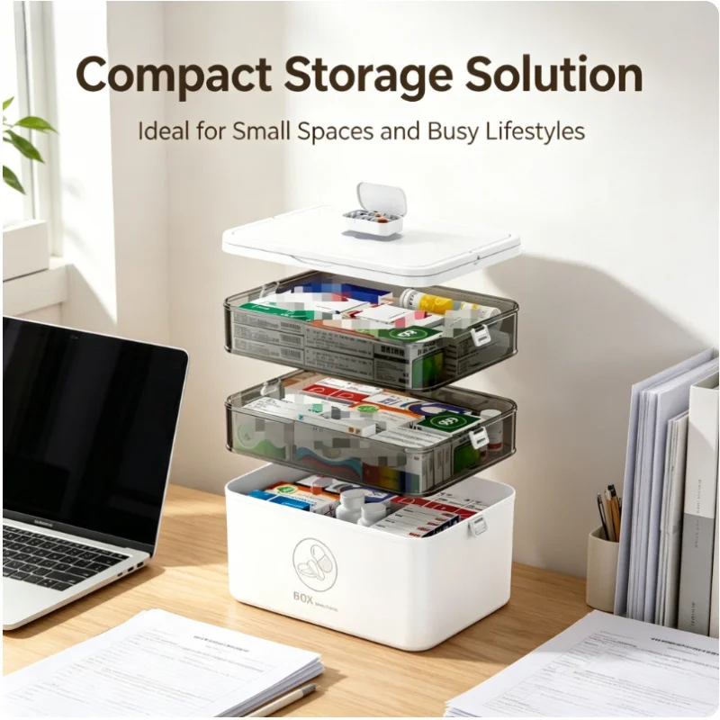 Large Capacity Portable Medicine Box Multi-layer Storage Case Family First Aid Kit Emergency Medical Organizer for Home