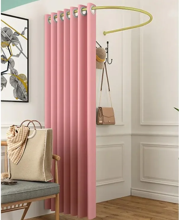 Clothing store fitting room U display rack track pole moving changing room door curtain cloth curtain changing room