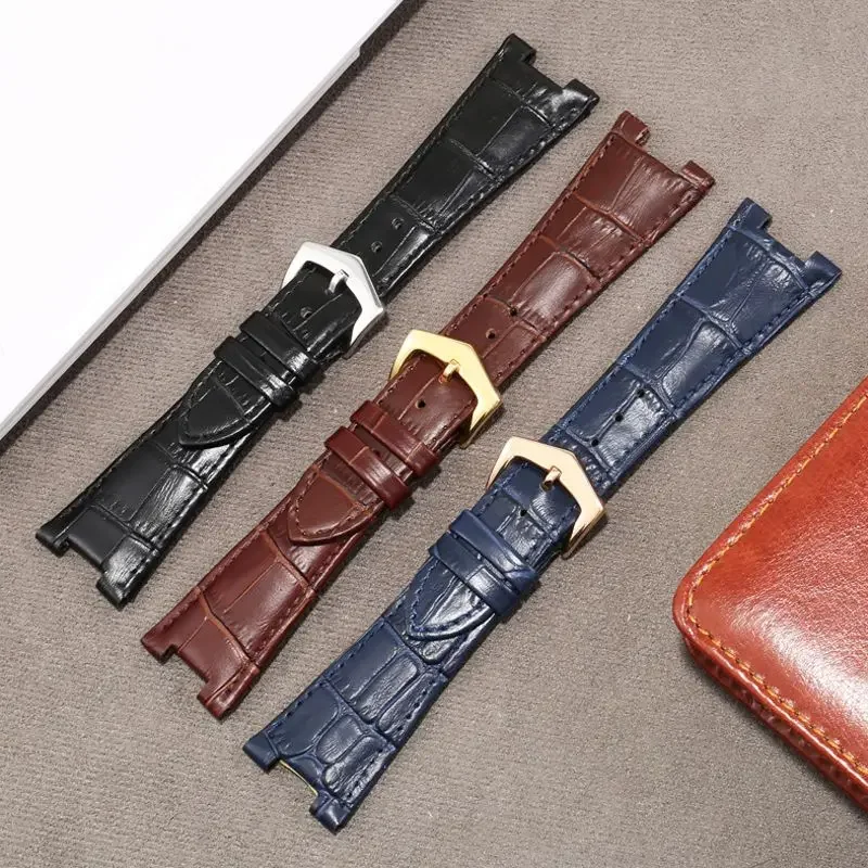 Genuine Leather Watch Strap For Patek Philippe 5711 5712G Nautilus Watchs Men And Women 25-12mm Concave convex mouth Watch Band