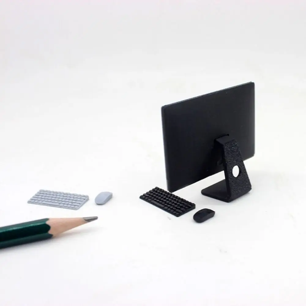 لطيف 1/12 دمية مصغرة الكمبيوتر 1:12 المشهد الصغير الدعائم لوحة المفاتيح كرسي مكتب عدة كمبيوتر محمول صغير غرفة الأثاث ديكور