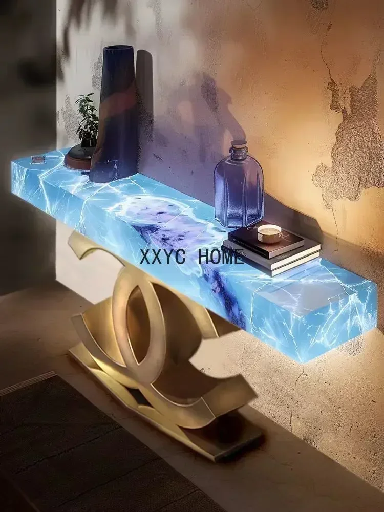 Luminous Jade Hallway Side Table Table Light Luxury and Simplicity Modern Living Room Entrance