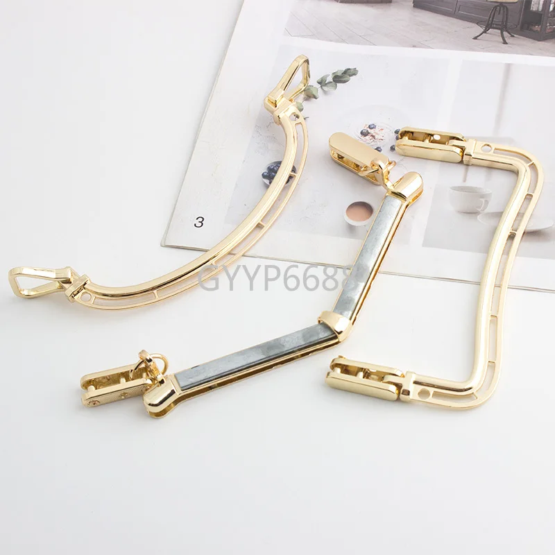 2-10PCS Light Gold Metal Bags Handles Buckles For Purses Frame Handbags Tote Shoulder Replacement DIY Bags Hardware Accessories