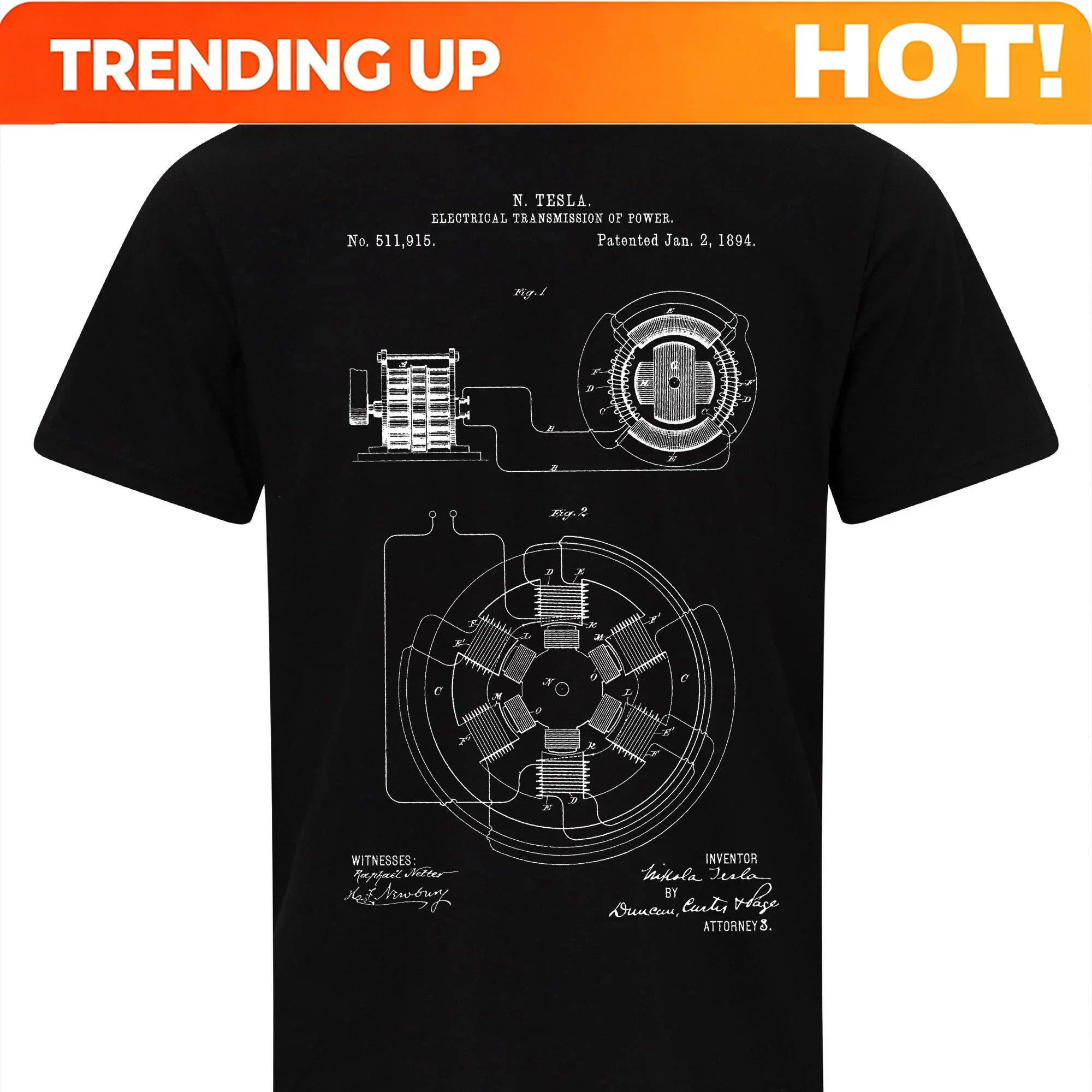 Customization Nicola Tesla Electrical Transmission Patent Art Blueprint T-Shirt Graphic T Shirts Retro Streetwear Neck Short-sle