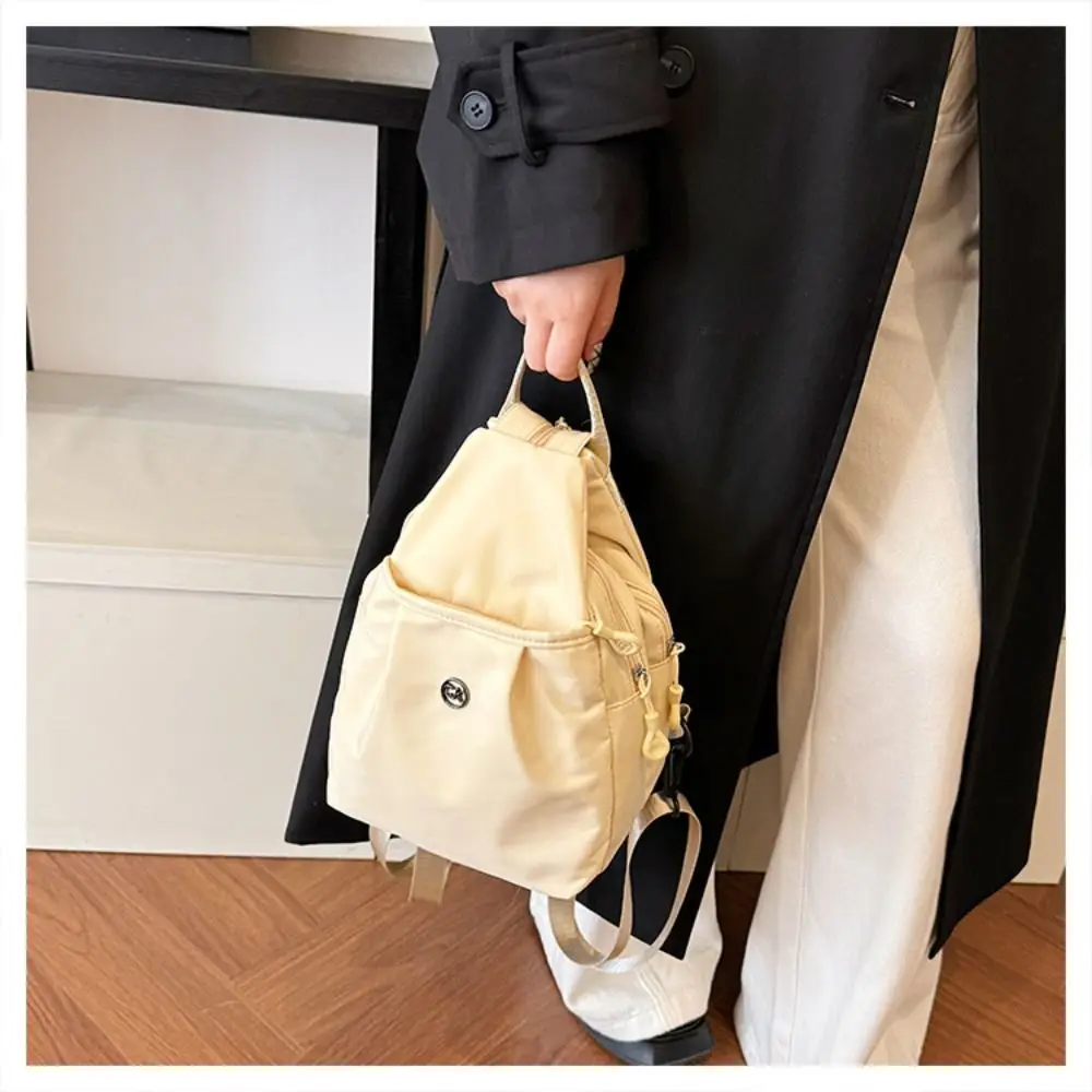 Zaino in tessuto Oxford tinta unita Borsa a tracolla casual leggera in nylon con tracolla regolabile di grande capacità