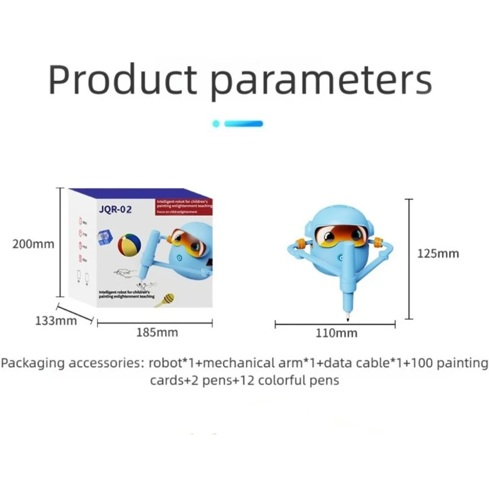 Interaktywny robot do rysowania z 100 kartami słownymi i 14 kolorowymi pisakami, magiczny robot do malowania, zabawka edukacyjna