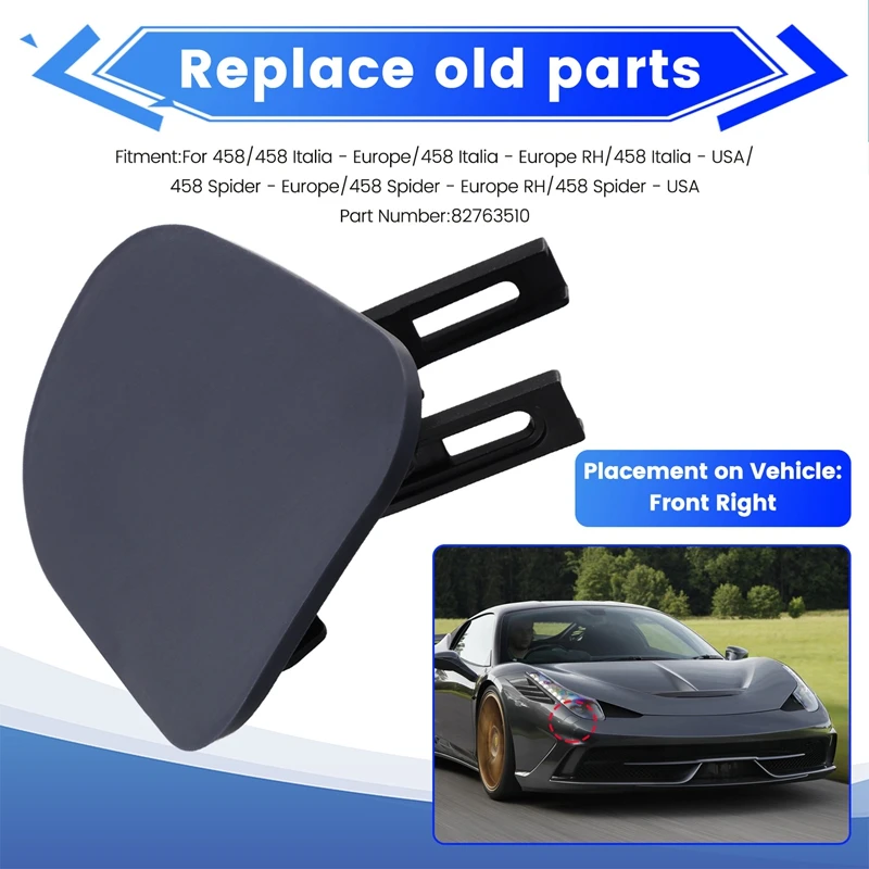 Car Front Bumper Headlight Washer Cover Caps For Ferrari 458 Spider Italia Headlamp Spray Nozzle