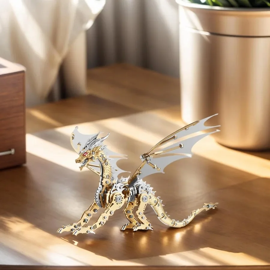 Rompecabezas 3D para adultos, juego de construcción de rompecabezas de dragón de Metal, artesanías coleccionables de ingeniería mecánica para decoración del hogar y la Oficina